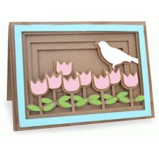 tulip and bird shadow box card
