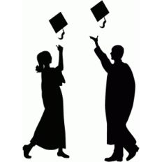 graduates throwing hats silhouette