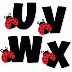 ladybug alphabet - u v w x