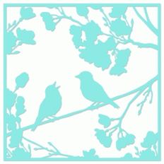 birds on a branch spring scene