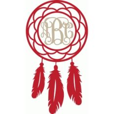 round feather monogram frame