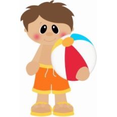 summer boy holding beach ball