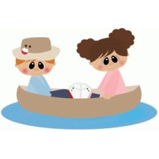 boy and girl in fishing canoe