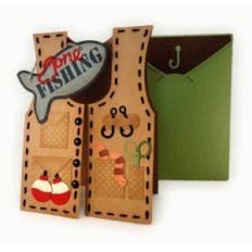 fishing vest stitched card and envel