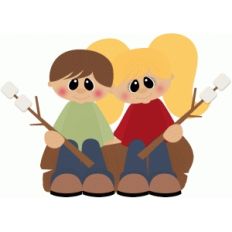 camping kids on log