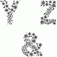 floral alphabet y, z, and ampersands