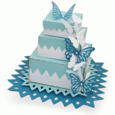 layered 3 tier butterfly cake