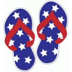 patriotic flip flops w/stars