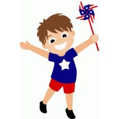 patriotic boy with pinwheel