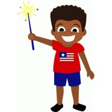 patriotic boy with sparkler