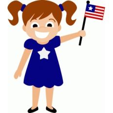 patriotic girl with flag