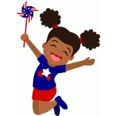 patriotic girl with pinwheel
