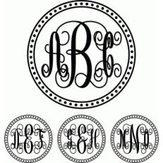 monogram script 2 dots circle