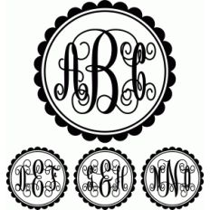 monogram script scalloped circle