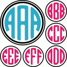 round monogram letters A-F