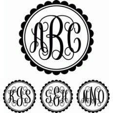 monogram script scalloped circle