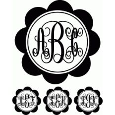 monogram script 2 flower circle