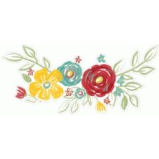 floral painted border yellow red blue