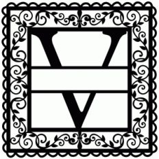 wrought iron vine initial v