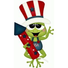 4th of july frog holding rocket