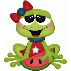 4th of july girl frog w watermelon