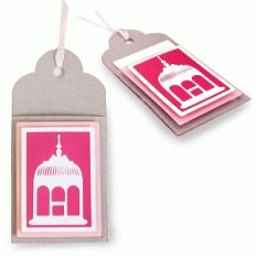 layered birdcage gift tag