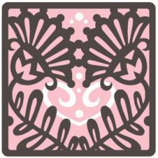 brocade tulip heart layered flat square card