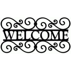 wrought iron welcome sign