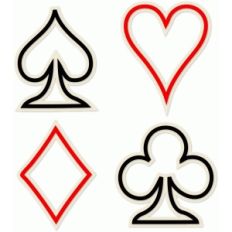 outlined playing card suits