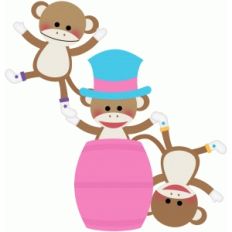sock monkeys in a barrel