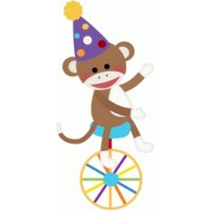 sock monkey on unicycle