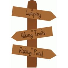 camping hiking fishing sign