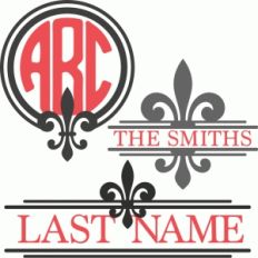 fleur de lis family monogram set