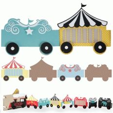 circus party train album—cage car