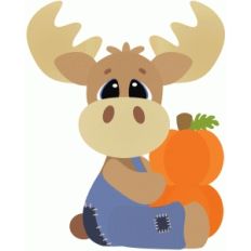 fall moose holding pumpkins
