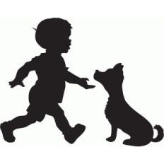 boy with dog silhouette