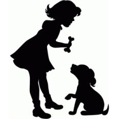 girl with dog silhouette