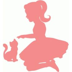 girl with cat silhouette