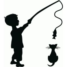 boy with cat silhouette