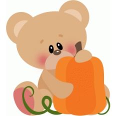 fall bear sitting with pumpkin