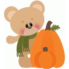 fall bear with scarf and pumpkin