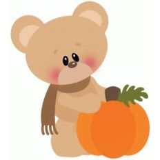 fall bear picking pumpkin