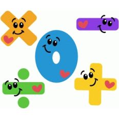 cartoon 0 and math symbols