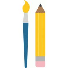 school paintbrush and pencil