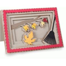 rake leaves shadow box card