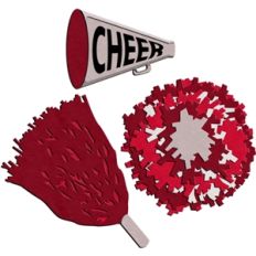 cheer pompoms and megaphone