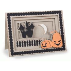 halloween haunted house shadowbox folded card