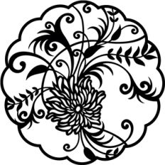 abstract swirls and flower scalloped circle