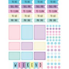 pastel planner flags, boxes and weekend banner