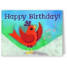 happy birthday bird with music card